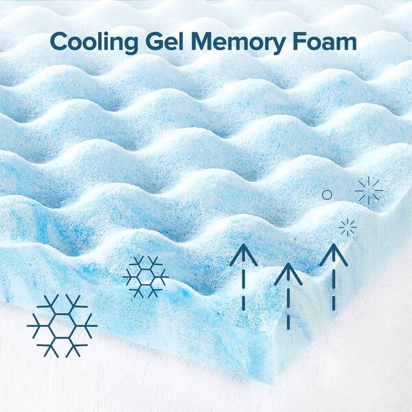Memory Foam Mattress Topper with Cooling Gel and BioFoam