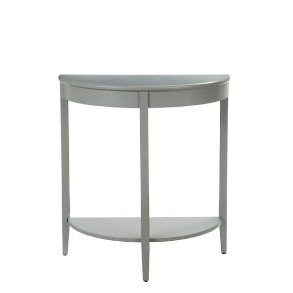 Venetian Worldwide Justino 13 in. Gray Half Moon Wood Console Table with Storage