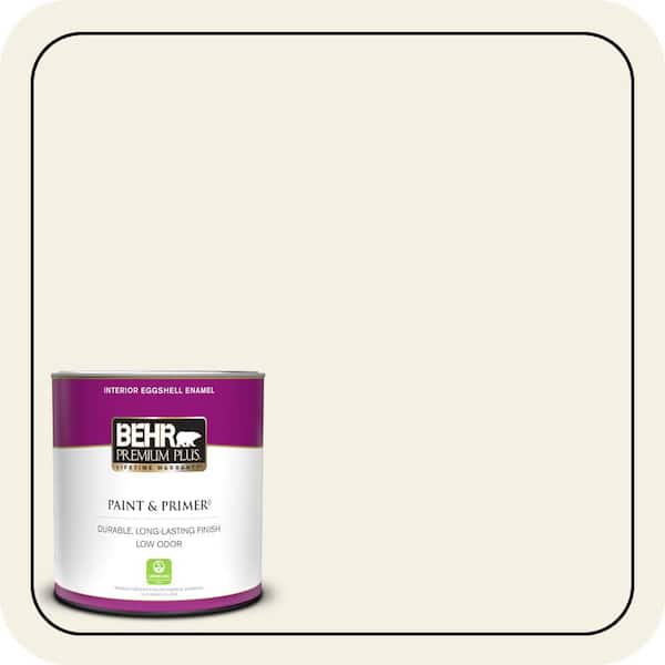BEHR PREMIUM PLUS 1 qt. #BXC-01 Resort White Eggshell Enamel Low Odor Interior Paint & Primer