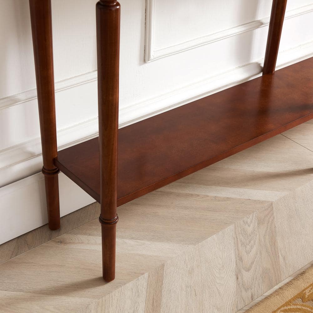 Pecan Wood Coastal Hall Console Table with Storage