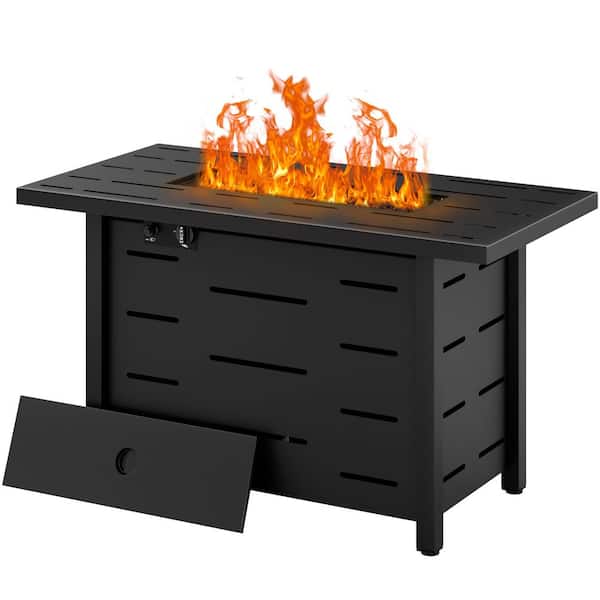 43 in. Cast Iron Propane Fire Pit Table with Cover