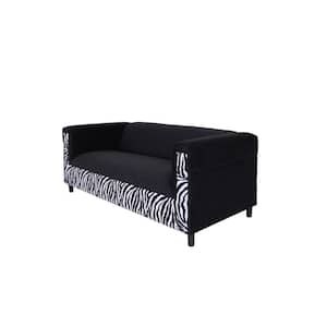 Amelia 72 in. Rolled Arm Suede Rectangle Sofa in Black