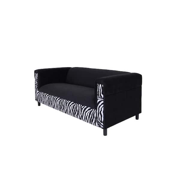HomeRoots Amelia 72 in. Rolled Arm Suede Rectangle Sofa in Black