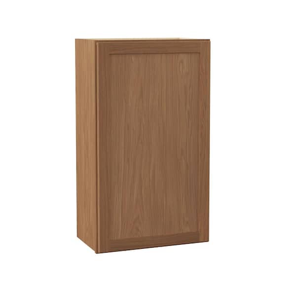 Hampton Bay Sinclair 21 in. W x 12 in. D x 36 in. H Assembled Wall Cabinet in Shaker Saddle Oak