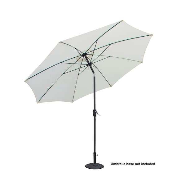 Unbranded 10 ft. Market Outdoor Patio Aluminum Umbrella with 8 Fiberglass Ribs in White