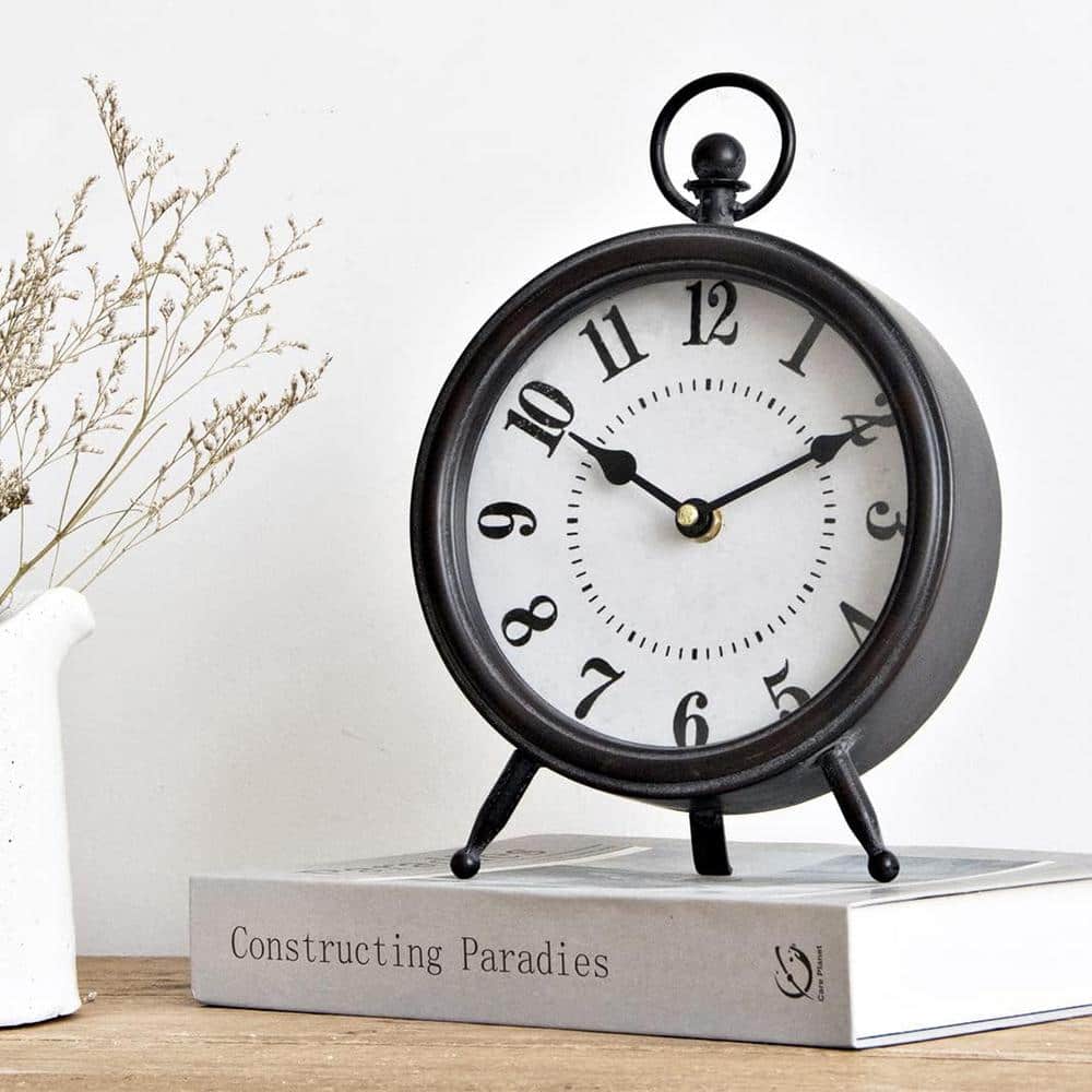 Alcott Hill® Digital Metal Mechanical Tabletop Clock in Black