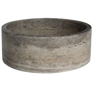 Cylindrical Natural Stone Vessel Sink in Grey