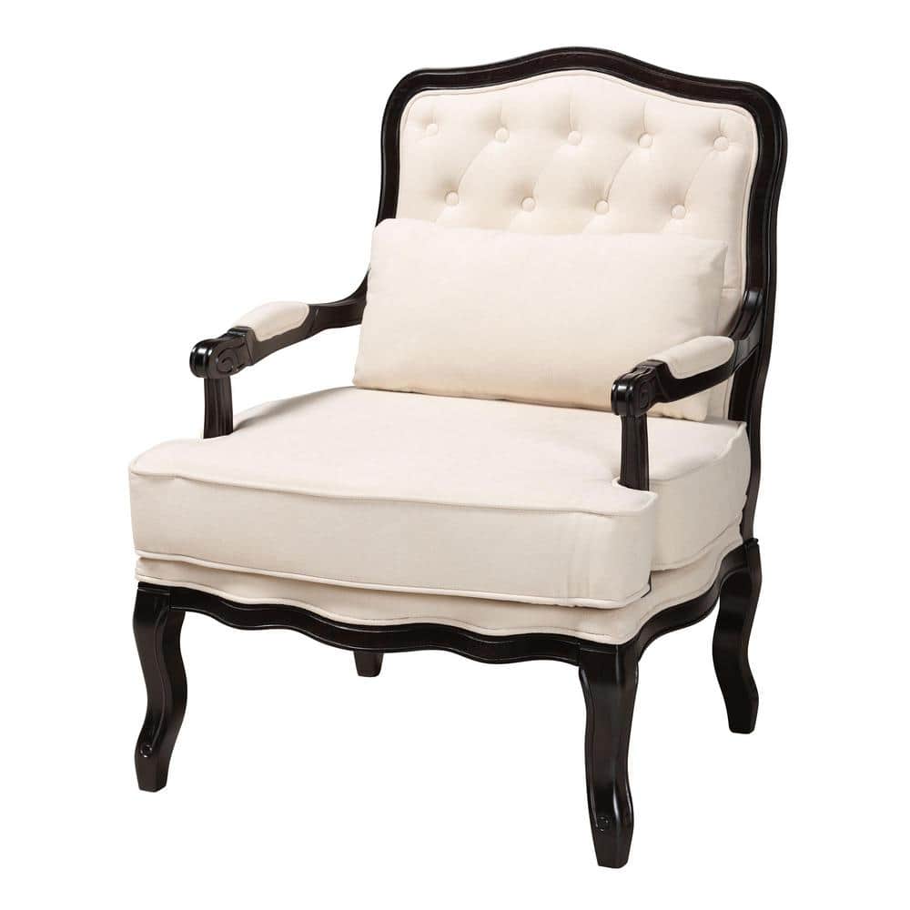 French Louis XV by Andre Original Arm Chair Upholstered Beige 