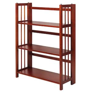 38 in. Mahogany New Wood 3-Shelf Etagere Bookcase