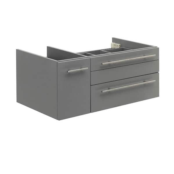 Fresca Lucera 35 in. Wall Mount Single Bath Vanity Cabinet without Top in Gray - Vessel Sink Compatible - Right Version