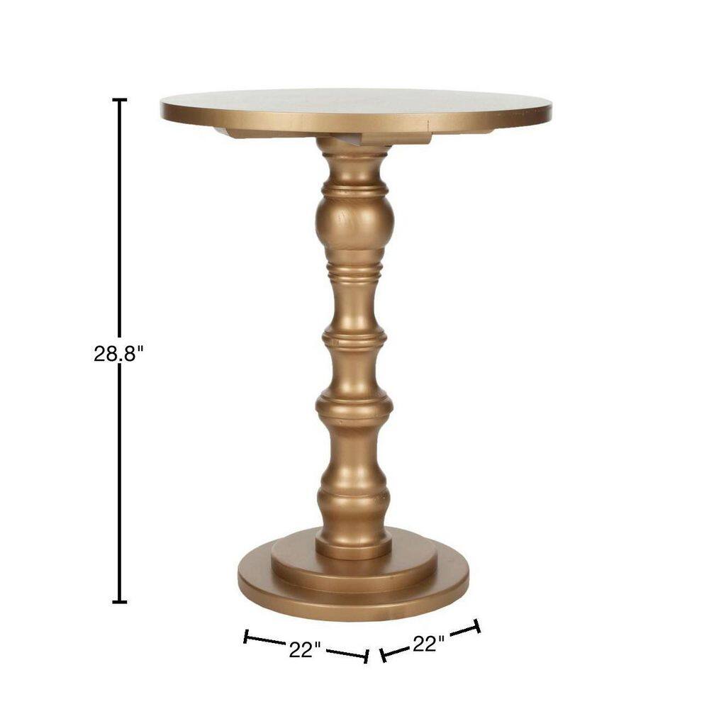 Greta Gold Round Wood Accent Table with Fluted Base