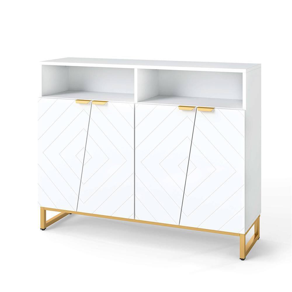 40 in. MDF Buffet Storage Cabinet with 4 Doors & Adjustable Shelves Anti-Tipping Kits