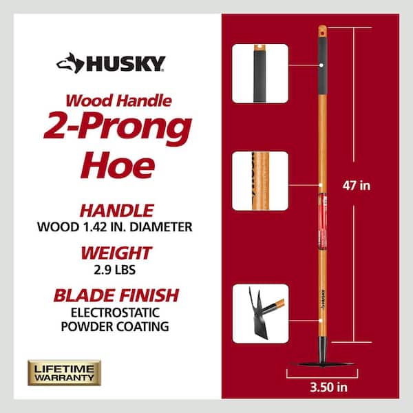 Husky 51 in. Wood Handle 2-Prong Hoe 77802-950 - The Home Depot