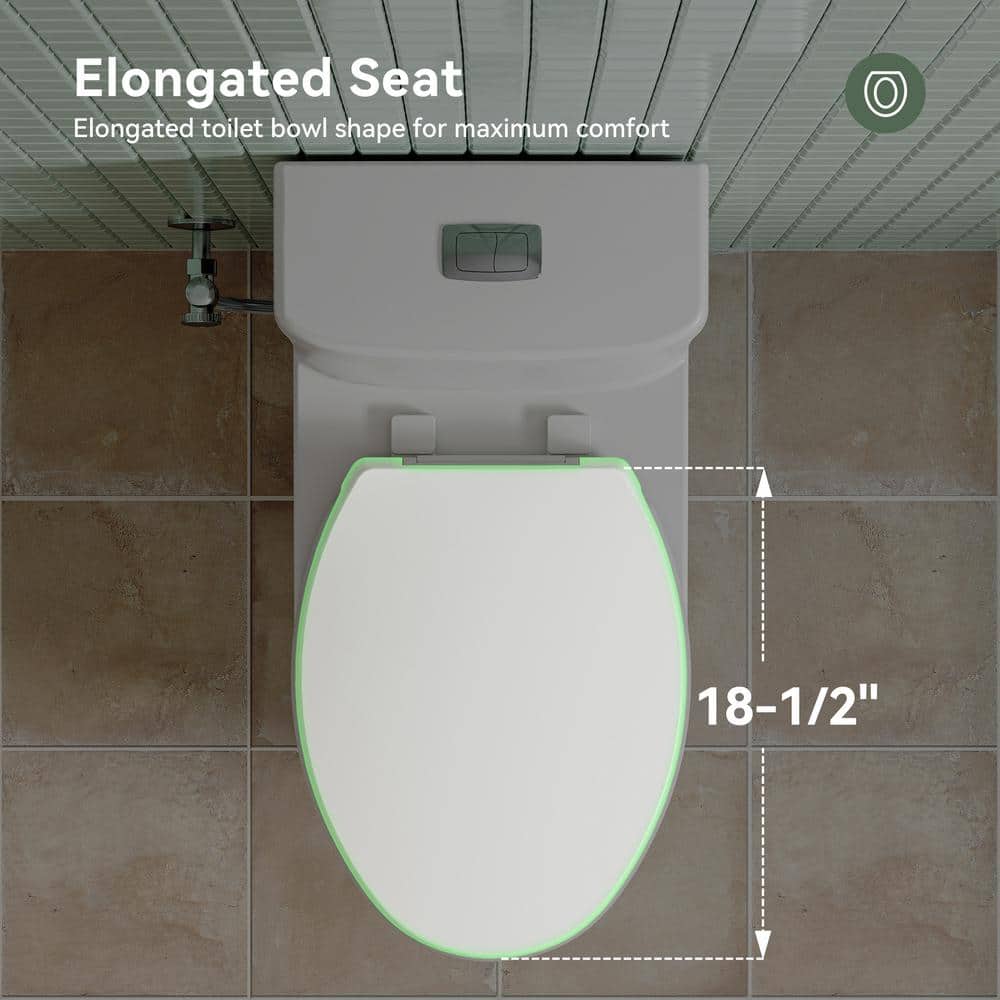 White Elongated Dual Flush High Efficiency One-Piece Toilet