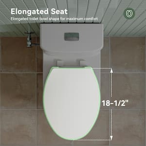 1-Piece Compact Elongated ADA Height 0.8/1.28 GPF Dual Flush Water Sense Toilet in White Map Flush 1000g, Seat Included