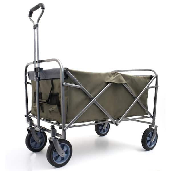 Unbranded 4 cu. ft. Gray Steel Outdoor Garden Cart Multipurpose Micro Collapsible Beach Trolley Cart Camping Folding Wagon