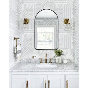 Rita 19.6 in. W x 39.5 in. H Large Arched Metal Framed Wall Mount Bathroom Vanity Mirror in Black