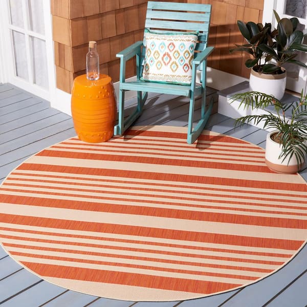 Orange Stripes Indoor Door Mat - Colorful Sisal Rug