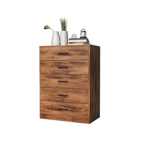 Karl home Natural 5-Drawer 27.55 in. Wide Chest of Drawers