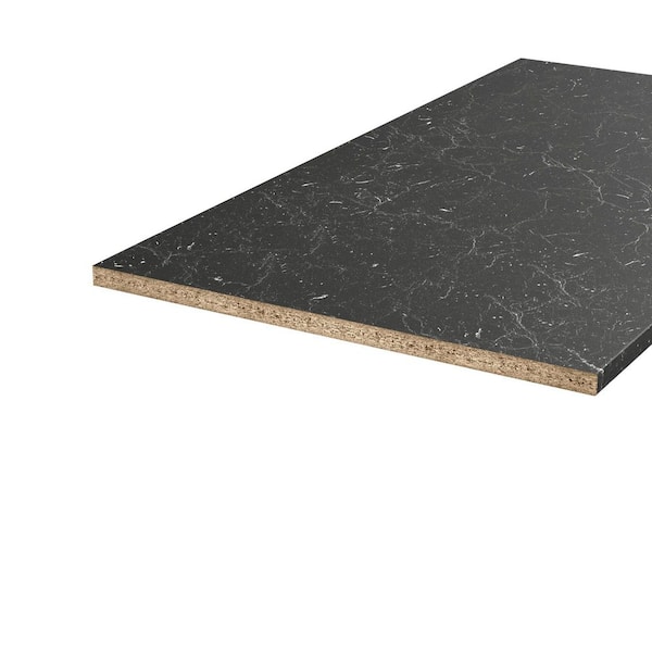 4ft. L x 25 in. D Straight Laminate Countertop in Matte Black Marble with Double Radius Edge