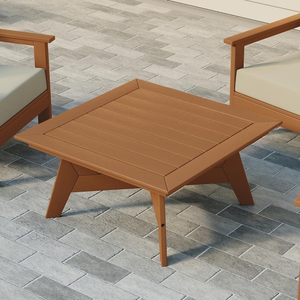 Birchwood Outdoor Patio 37 in. Square HDPE Conversation Coffee Table in Teak