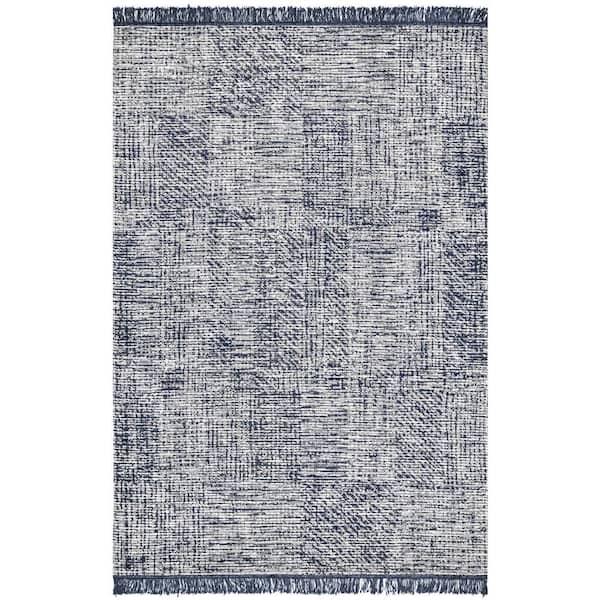 nuLOOM Vada Heather Fringe Gray 5 ft. x 8 ft. Indoor/Outdoor Patio Area Rug