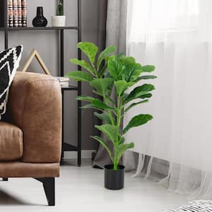 3 FT Artificial Tree Fake Fiddle Leaf Fig Plant in Pot with 32 Leaves Maintenance Free Faux Tree