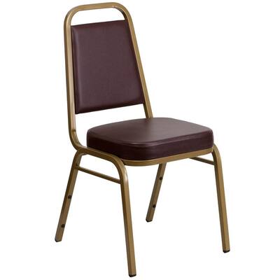 Brown Vinyl/Gold Frame Stack Chair