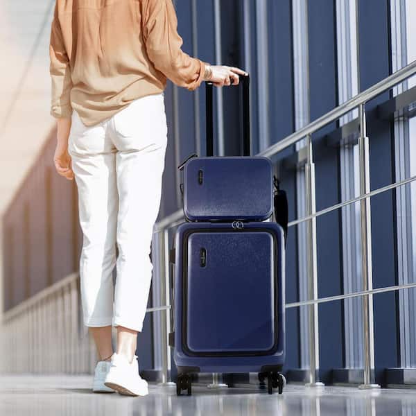 TRAVELARIM 4-Piece Navy Nested Hard Luggage Set Expandable Spinner