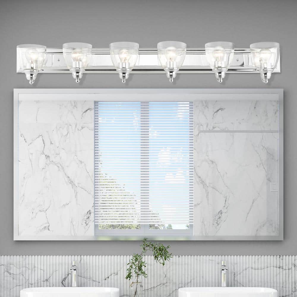 Polished Chrome 6-Light Vanity with Clear Glass Shades