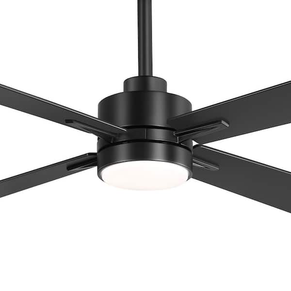 Breezary Trone 52 in. Indoor Black Ceiling Fan with Integrated LED Light and Remote Control Included