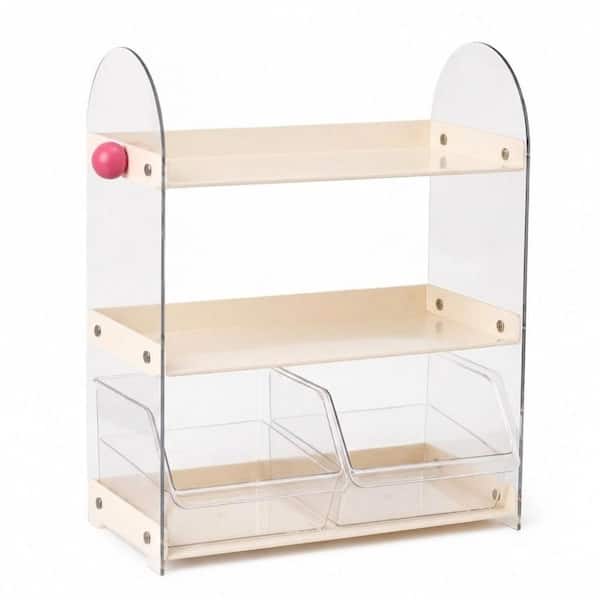 Clear Acrylic 3-Tier Coffee Station Organizer with 2 Storage Boxes, Countertop Mug Holder and Cup Set