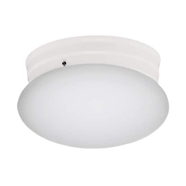 Bel Air Lighting Dash 8 in. 1-Light White Flush Mount Ceiling Light Fixture with Opal Glass