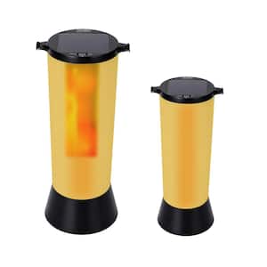 Black Outdoor Solar Portable Path Light Coach Sconce with Flame Effect Integrated LED Contemporary Design