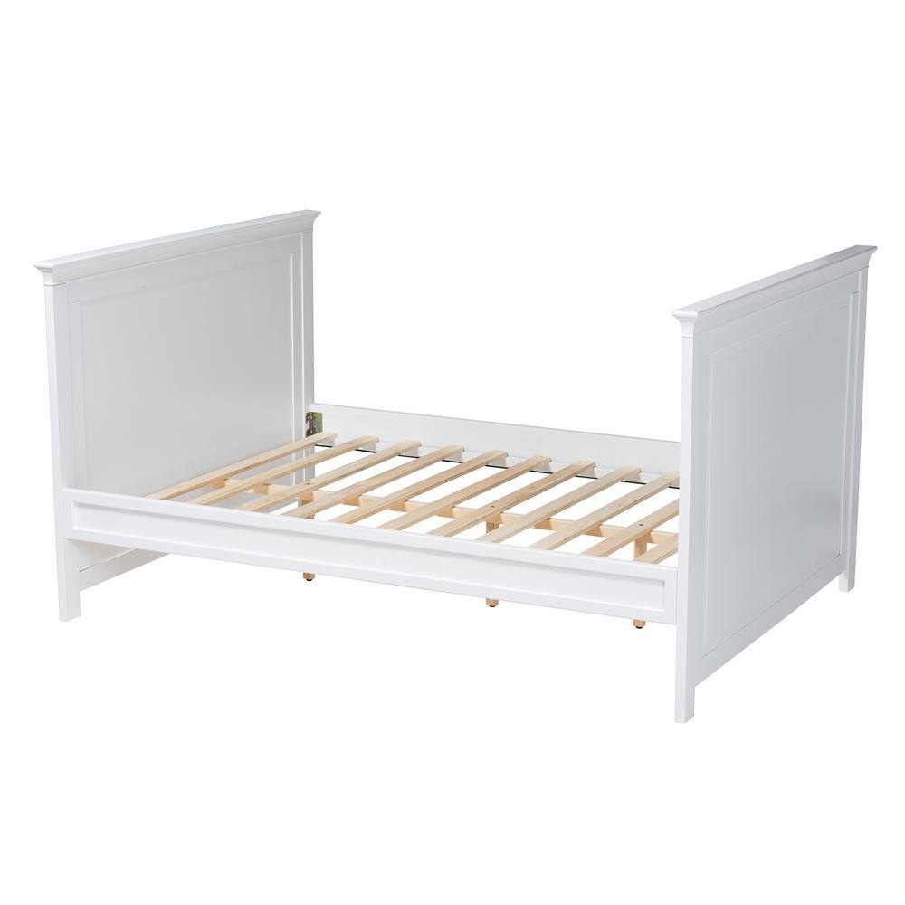 Classic White Wood Twin Daybed with Upholstered Headboard