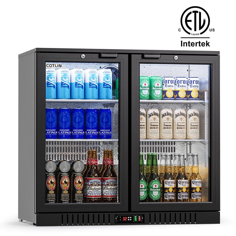 36 in. 7.4 cu. ft. Commercial Refrigerator in Black with Auto Defrost, ETL Certified, 192-Cans, Beverage Cabinet