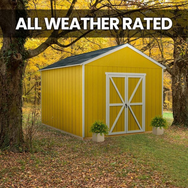 Handy Home Products Professionally Installed All Weather High Wind 145 12 ft. W x 12 ft. Wood Shed with Autumn Brown Shingles (144 sq. ft.)