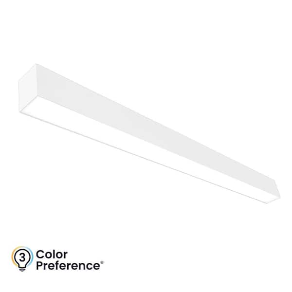 ETI LIGHTING 4 ft. 64-Watt Equivalent Integrated LED White Strip Light Fixture Architectural Linear with Power Cord Kit 4600 Lumens