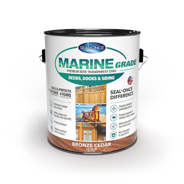 SEAL-ONCE MARINE GRADE 1 gal. Bronze Cedar Premium Semi-Transparent Penetrating Water-Based Exterior Wood Stain