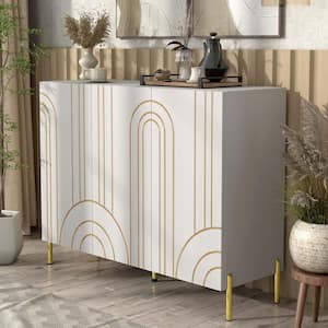 Nidra White MDF 48.07 in Sideboard Buffet With Adjustable Shelves