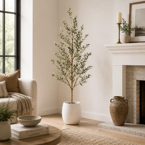 DR.Planzen 7 ft. Artificial Olive Tree, Lifelike Fruits and