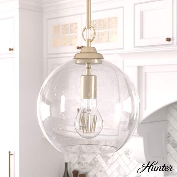 Hunter High Oaks 1-Light Alturas Gold Globe Pendant Light with Clear Seeded Glass Shade