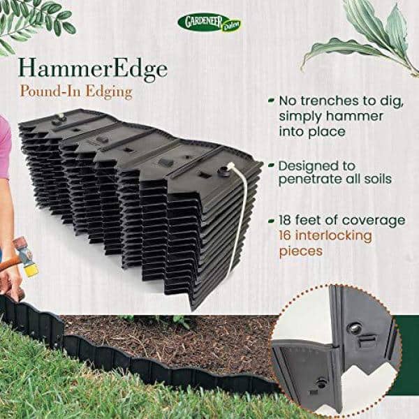Dalen Black Plastic HammerEdge Lawn Edging, 18 ft.