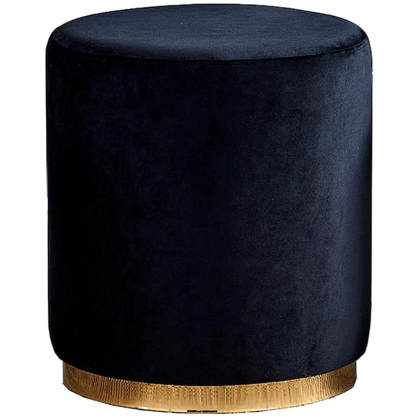 Best Master Furniture Kathy 19.5 in. H Velvet Black Metal Round Stool