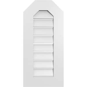 14 in. x 30 in. Octagonal Top Surface Mount PVC Gable Vent: Functional with Standard Frame