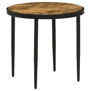 Hayden 20.5 in. Natural Mango and Black Metal Round End Table