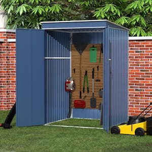 48.43 in. W x 72.83 in. H x 49.21 in. D Metal Garden Storage Shed with Sloping roof, Freestanding Cabinet in Blue