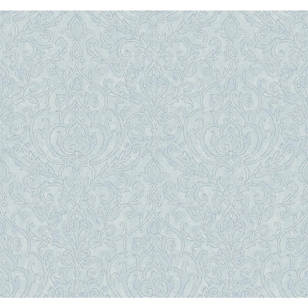 Soft Damask Light Bleu Paper Non-Pasted Strippable Wallpaper Roll (Cover 60.75 sq. ft.)