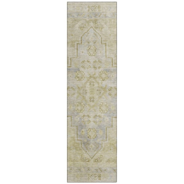 Chantille Machine Washable Indoor/Outdoor Abstract ACN1918 Gold 2 ft. 3 in. x 7 ft. 6 in. Runner Rug