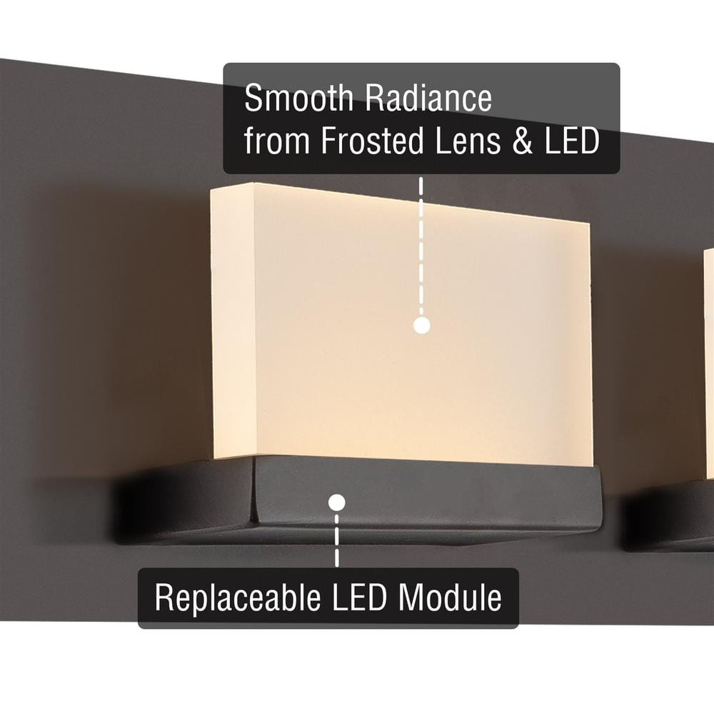 Everett Modern Bronze 48" LED Bathroom Wall Light with Frosted Acrylic Shade